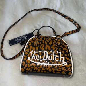 Von Dutch orange cheetah Multi-Logo Bowling Bag BNWT